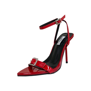 Sandales pour femmes à talon haut pointu, ornées de strass, en PU, avec ruban et boucle croisée, style romain, chaussures tendance pour femmes - Product Image 6