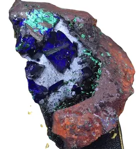 AAA 质量粗糙岩石蓝铜矿孔雀石蓝色矿物标本
