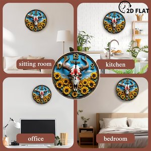 Round Wooden Wall <b>Clock</b> 25x25Cm <b>Silent</b> Living Room Decor Contemporary Home Background Wall Hanging <b>Clock</b> - Product Image 4