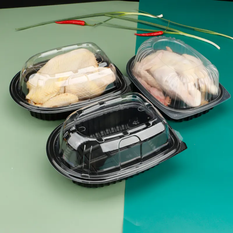 उच्च गुणवत्ता डिस्पोजेबल प्लास्टिक भुना चिकन बॉक्स/भुना बतख पैकेजिंग/खाद्य ग्रेड पोर्टेबल takeaway बॉक्स