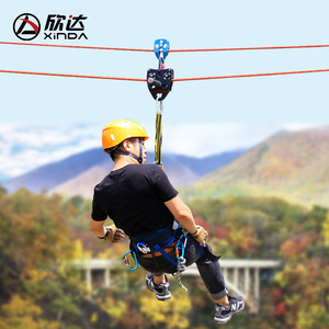 Polea de escalada Xinda Climbing Traverse de 9-13 mm para cable de alambre, de doble eje, manual, para uso en tirolina al aire libre. - Product Image 3
