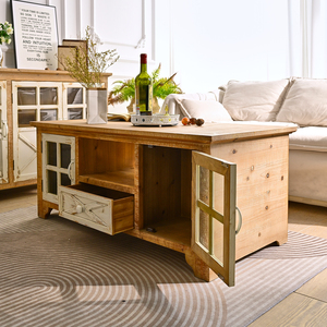 INNOVA Solid Wood Coffee <strong>Table</strong> <strong>with</strong> <strong>Storage</strong> Drawer Modern Home Accent <strong>Craft</strong> for Living Room Natural Style Furniture - Product Image 5
