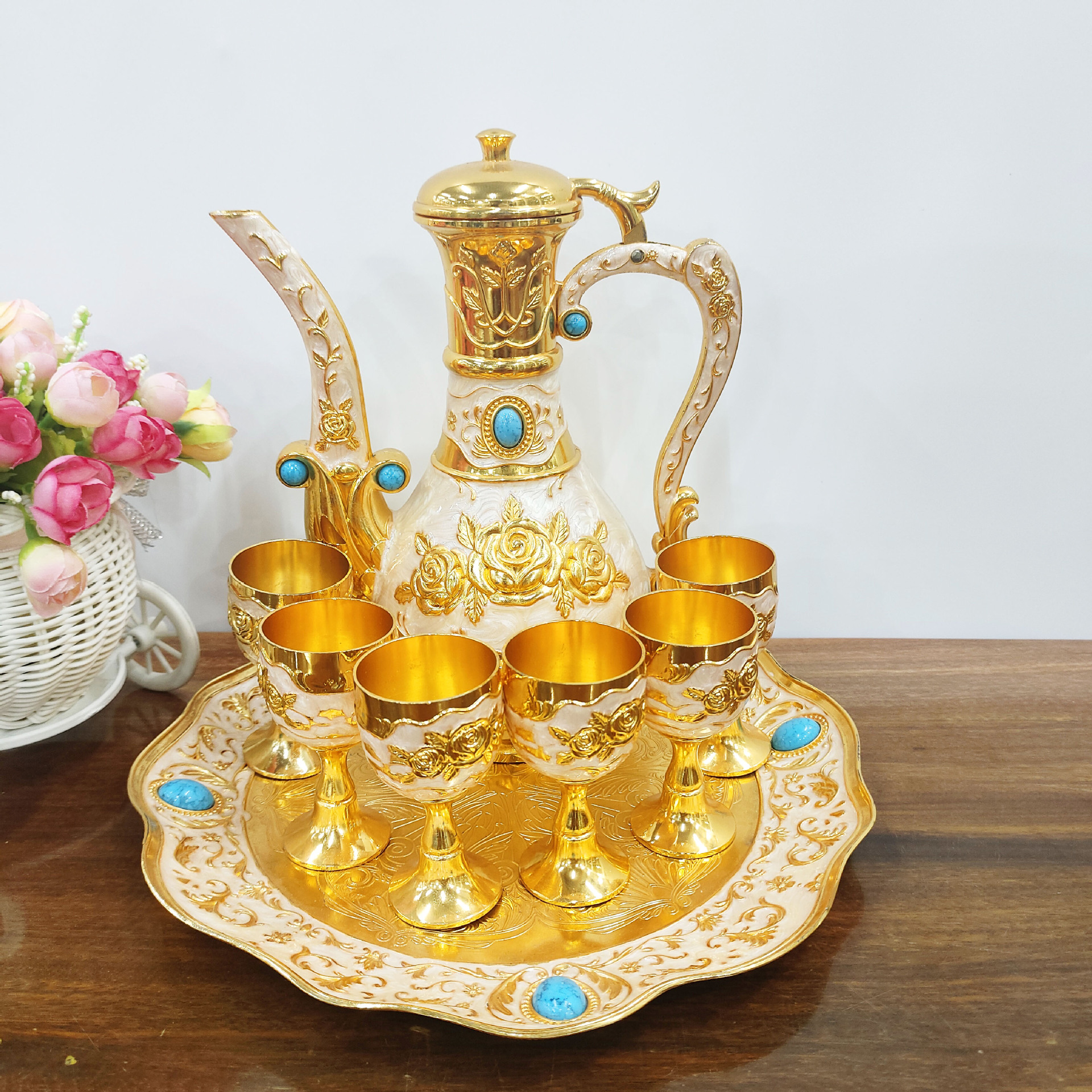 Coffret vin rosé blanc doré