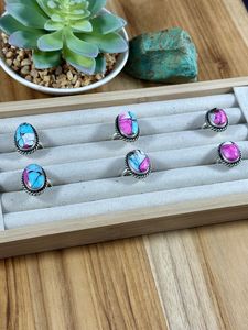 Bagues à barbe à papa réglables faites à la main dans un style vintage ovale taillé en pierre naturelle ensemble de lunette de pierres précieuses bijoux pour mariage et fête - Product Image 3