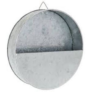 Jardinière murale décorative ronde en métal galvanisé, écologique et durable - Product Image 1