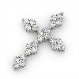 CUSTOM SILVER 10K/14K/18K GOLD PLATED LAB GROWN CVD DIAMOND CLASSIC ENGAGEMENT GIFT SWEATER <b>CHAIN</b> NECKLACE <b>CROSS</b> PENDANT - Product Image 2