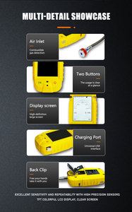DTS-B100 เครื่องตรวจจับก๊าซที่ติดไฟได้ CH4 มีเทน/น้ำมันเบนซินธรรมชาติ/แอลกอฮอล์ ความแม่นยำสูง หน้าจอสี LCD ที่มีความไวสูง - Product Image 3