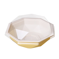 Conteneur à gâteau jetable à usage unique en PET de qualité alimentaire, couvercle octogonal transparent, fond doré, impression personnalisable, modèle DT-1061 pour