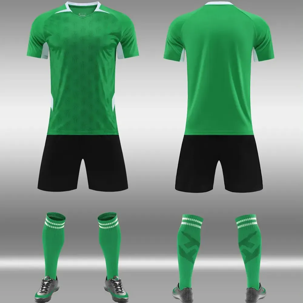 2024/25 Neues Design Fußballmannschaftstrikot Sets schnell trocknende Fußballuniform grünes Trikot mit Mannschaftslogo Jugendfußballtrikot