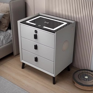 Thiết kế đơn giản ba ngăn kéo bàn cạnh giường ngủ thông minh 3 màu cảm ứng ánh sáng không dây sạc âm thanh đơn giản phòng ngủ da đầu giường - Product Image 2