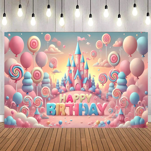 <span class=keywords><strong>Bannière</strong></span> de fond personnalisée en gros pour <span class=keywords><strong>anniversaire</strong></span>, imprimé arc-en-ciel, pour fête d'enfants et de filles - Product Image 6