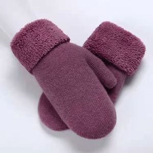 Gants d'équitation pour femmes, nouveau style, hiver, doigts entiers, couleur unie, doublure en polaire, tricotés en acrylique/coton, respirants, chauds, pour l'extérieur, au quotidien - Product Image 4