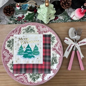 16 serviettes décoratives <span class=keywords><strong>de</strong></span> Noël à carreaux rouges et noirs avec motifs dorés, serviettes <span class=keywords><strong>en</strong></span> <span class=keywords><strong>papier</strong></span> à thème <span class=keywords><strong>de</strong></span> Noël pour restaurants - Product Image 2