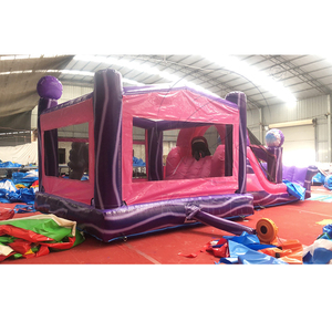 Structure gonflable commerciale licorne arc-en-ciel rose et violette avec toboggan pour fêtes d'enfants et locations - Product Image 5