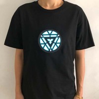Panneau Led Tshirt Personnalisé EL Flash Tshirt Son Activé Égaliseur LED DJ T-Shirt pour Bar Rock Disco DJ