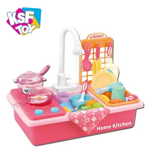 Kids Preschool Toy Kitchen Set Toy Pretend Play Dish Wash Toy With Faucet Sprayer