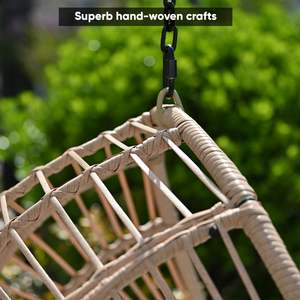 Fauteuil suspendu en forme d'œuf avec support, <span class=keywords><strong>chaise</strong></span> balançoire de patio avec support et coussin, hamac en rotin tressé <span class=keywords><strong>pour</strong></span> l'intérieur, l'extérieur et le jardin - Product Image 6