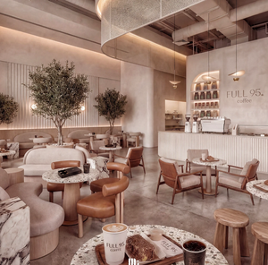 Diseño de Interiores de Cafetería de Lujo Estilo Wabi-Sabi |   Solución de Diseño para Cafetería Boutique con Madera Curvada, Microcemento y Detalles en Latón - Product Image 5