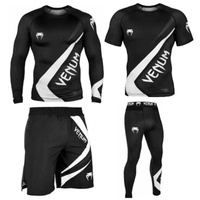 Combinaison d'entraînement pour hommes UFC Boxe Tenue serrée à séchage rapide Muay Thai Combat Venom Ensemble 4 pièces Gym Spandex/Polyester