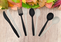 Ensemble de couverts jetables Green Day en CPLA compostable, écologique, sans danger pour les aliments, biodégradable, couteau, fourchette, cuillère, pour la restauration