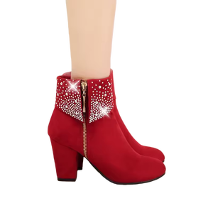 Botas de Cristal Rojas, Azules y Negras para Mujer, Botas de Tacón Alto hasta el Tobillo para Mujer, Botas de Invierno de Tacón Alto a la Moda para Mujer, Botas con Cremallera para Mujer, Talla Grande - Product Image 5