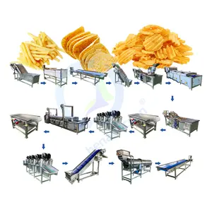 Full Automatic Long Frier Potato Chips Machine Faire Des Chips Frite French Fries Production Mini Line For Sale