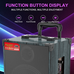 JQS911S Haut-Parleur Karaoké sans Fil <span class=keywords><strong>Bluetooth</strong></span> en Bois de 12 Pouces 100W, Système Son HIFI, Woofer, Batterie <span class=keywords><strong>Auxiliaire</strong></span>, Chariot de Fête Extérieure - Product Image 3