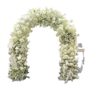 Arreglo de arco de flores de seda rosa, arco en forma de U con flores artificiales 5D para decoración de bodas y eventos. - Product Image 4