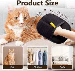 Gant de toilettage pour animaux de compagnie, élimination des poils de chat, en polyester réutilisable, doux, ambidextre, pour vêtements, lit, tapis, canapé, massage, nettoyage - Product Image 2