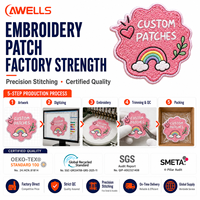 Patch arc-en-ciel cousu avec précision de 0,1 mm, badge logo haute densité pour merchandising de marque DIY AWELLS