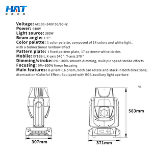 Faro mobile Sharpy impermeabile da 380W con funzione Halo e LED circolare frontale - Product Image 5
