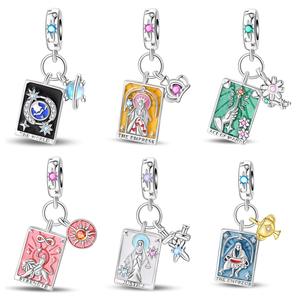 Nuevo modelo <span class=keywords><strong>Tarot</strong></span> tarjeta vitalidad varita <span class=keywords><strong>mundo</strong></span> colgante cuentas cobre blanco plateado DIY joyería pulsera circón para fiesta - Product Image 2