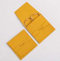 Pochette à bijoux en daim jaune moutarde, sac cadeau enveloppe avec rabat pliable, logo personnalisé pour l'emballage des bagues, vente en gros