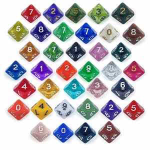Juego de dados poliédricos D10 transparentes multicolor con patrón de perlas personalizados para juegos de rol D&D - Product Image 1