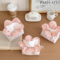Sac à mouchoirs à pois mignon avec motif floral, couvercle de boîte à cordon pour bureau, porte-serviettes en tissu réutilisable, décoration pour la maison et la chambre Purdored B64712