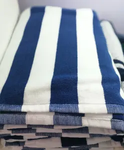 Serviette de plage jacquard en fil de coton, serviette à rayures de couleur personnalisée, 100% unités