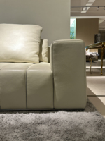 Athen Italienische minimalist ische Klavier tasten Luxus Sofa Beige Leder Couch Schnitts ofa Italien Leders ofa