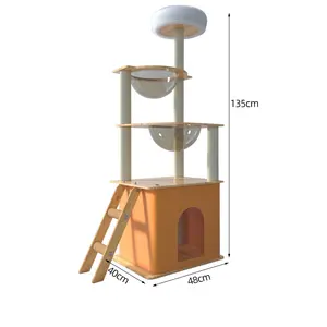 Individuelle mehrstöckige Katzenmöbel luxuriös hölzern groß langlebig Katzenbaum innenraum Katzenbaum kratzbaum