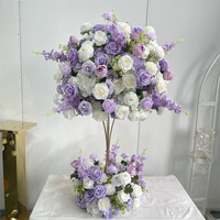 IFG Wholesale Bouquet de fleurs artificielles violettes et blanches de 24 pouces pour centre de table de mariage
