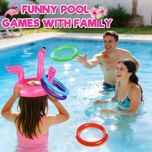 Jeu de lancer gonflable flamant rose le plus vendu, décoration de fête Luau, jouet flottant de plage hawaïenne, jeu de carnaval extérieur pour enfants - Product Image 3