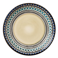 Assiettes de service rétro en céramique peintes à la main, motif rayé, plusieurs couleurs, compatibles micro-ondes, avec glaçure transformée au four, vente en gros