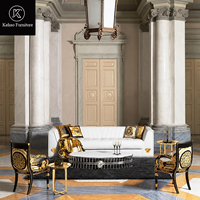 Royal Golden Italy 2-Sitzer Wohnzimmer-Möbel Sofa-Set Ledercouch 3-Sitzer Villa Weiß Dubai Luxus Medusa Sofa