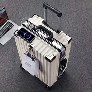 24 inch luxury <b>luggage</b> with <b>aluminum</b> frame, USB charging port, TSA lock cup holder, <b>luggage</b> compartment - Product Image 6