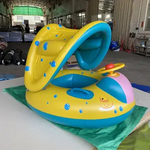 Hot Sale Inflatable Baby Seat Float Ring Swimming Circle Seat Boat Children'S Swimming Circle With Awning And Steering Wheel