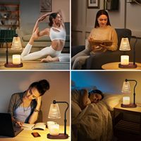 Lampe chauffe-bougie en verre à hauteur réglable avec variateur et minuterie pour bougies en pot parfumées