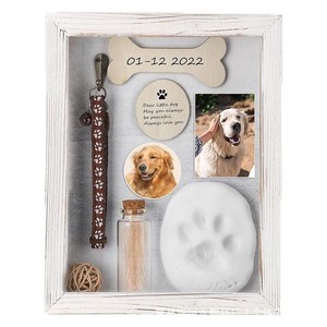 Wooden Pet <b>Photo</b> Frame Distressed White Rectangle Handmade Desktop <b>Storage</b> <b>Box</b> For Dog Cat Growth Memories - Product Image 4