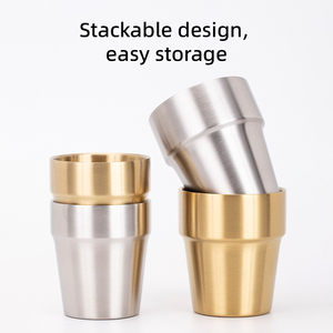 Taza de Café de Doble Pared de Acero Inoxidable 304 Estilo Europeo Yurtrian, Aislamiento Térmico, Apta para <span class=keywords><strong>Agua</strong></span> Hirviendo, para Exteriores, en Dorado/Plateado - Product Image 5