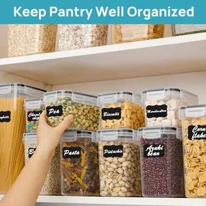 7 ชิ้นชุดพลาสติกอาหารแห้งกระป๋องสําหรับห้องครัว Pantry Organizer Airtight ภาชนะเก็บอาหารชุดพร้อมฝาปิด