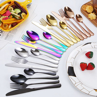 Gold Plated Flatware Set Reusable Restaurant Stainless Steel Silverware Bulk Wedding Cutlery Set