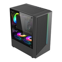 Spcc Steel Micro ATX Gaming Computer Game Chassis PC Mid Tower Case with Side Panel Window Optional RGB Strip Private Mold